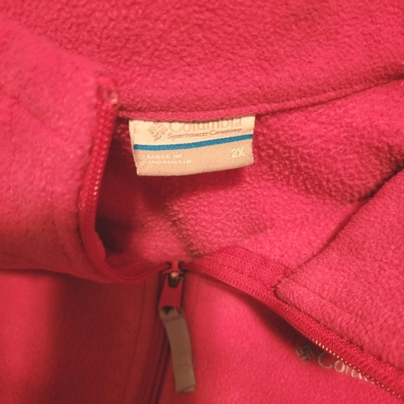 COLUMBIA Women's 2X plus size Fuchsia Pink full zip warm cozy fleece jacket - Picture 8 of 13